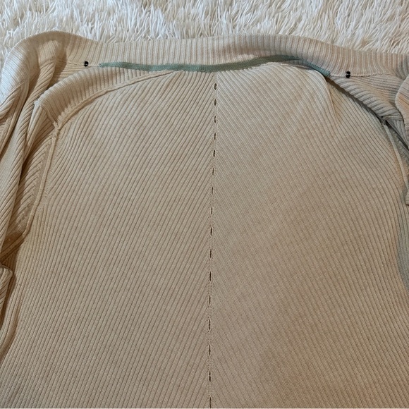 Lululemon Ribbed Wrap It Up Cardigan Sweater Beige Open Front Longline Size 12 - Picture 11 of 16